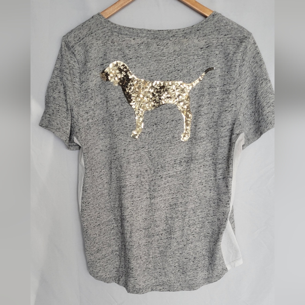 PINK Victoria's Secret Heather Gray V-Neck Tee - Picture 2 of 7